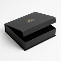 Boîte d'emballage rigide recyclable avec logo personnalisé, boîte cadeau pliable magnétique, finition pour téléphones mobiles et appareils électroniques numériques, noir