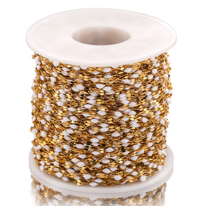 14K Gold Filled 1.7MM Lip Chain With Tiny Colored Enamel Beads Drip Oil Chains for DIY Necklace Bracelet <strong>Jewelry</strong> Making <strong>Supplies</strong> - Product Image 6