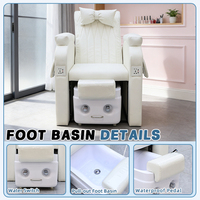 Fauteuil de pédicure électrique de luxe XFMC blanc avec massage et bain de pieds, chaise de manucure avec spa pour les pieds pour salon de beauté