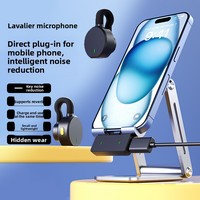 Nouveau microphone cravate sans fil modèle privé T60 pour diffusion en direct mobile avec étui de charge et réduction du bruit pour l'accompagnement