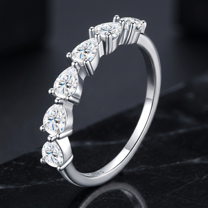 Luxury Moissanite Rhodium Plated Prong Setting 925 <b>Sterling</b> <b>Silver</b> High-end Stacking Eternity <b>Band</b> <b>Rings</b> for Women Fine Jewelry - Product Image 4