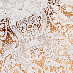 100% Cotton Water-soluble Embroidery Floral Totem Mirror Pattern Soft Guipure <strong>Lace</strong> <strong>Fabric</strong> for Evening Dresses Skirts Clothes - Product Image 1