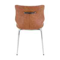 Ensemble de chaises de salle à manger modernes, 2 pièces, en cuir PU marron, pieds en métal électroplaqué, patins antidérapants réglables, dossier haut capitonné en diamant