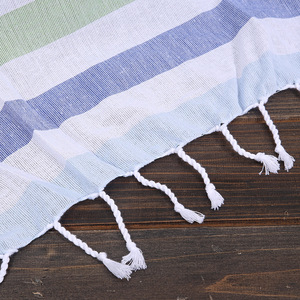 Serviette de bain turque rayée 100x180cm, séchage rapide, coton et polyester, avec pompons, pour enfants et adultes - Product Image 3