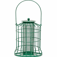 Mangeoire à oiseaux double cage en fer bronze/vertigre avec tube central en maille, grande poignée de suspension, couvercle dôme, attrape-graines, écologique pour jardin