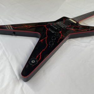 Ánh Sáng Màu Đỏ Guitar Tùy Chỉnh Guitar Điện 6 Dây Nhanh Chóng Tàu Trong Kho Màu Đen Washbu. N - Product Image 1