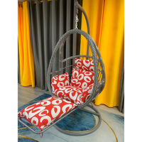 Fauteuil suspendu en osier résistant aux UV, une place, avec coussin moelleux pour balcon, véranda, détente en plein air