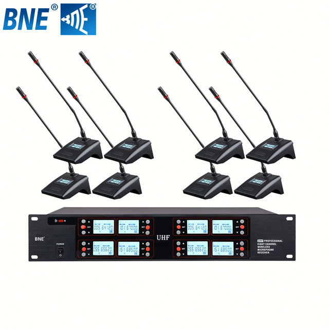 Wholesale Price 8 Channel UHF Gooseneck Desktop Microphone Electret Condenser Wireless Microphone System for Conference Room Mic