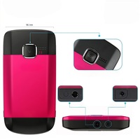 Teléfono con Teclado QWERTY C3-00, 2G GSM WiFi Desbloqueado, Pantalla QVGA de 2.4'', Batería de 1320mAh, Cámara de 2MP, Radio FM, Bluetooth, Redes Sociales, Teléfono Móvil Compacto y Delgado