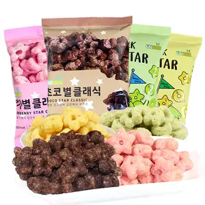 Corea Laike Snacks Estrella de cinco puntas Donuts Forma Linda Bocadillos inflados para niños Donuts con sabor a chocolate 65g