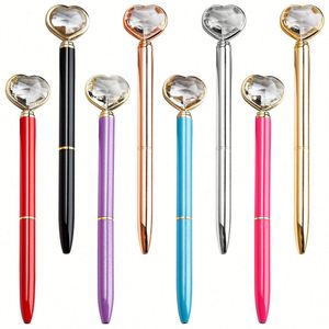 Stylo bille diamant en forme de cœur avec logo personnalisé, design le plus récent, largeur d'écriture 1,0 mm, pas cher, faible MOQ 100 pièces pour promotions et cadeaux - Product Image 1