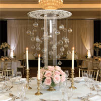 Décoration de table de mariage en gros en Chine, centre de table en acrylique transparent découpé au laser, support de bougie, supports à fleurs