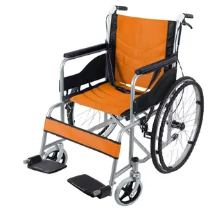 Kursi roda lipat Manual, kursi roda portabel ringan dapat disesuaikan, kursi roda lipat perjalanan kecil paduan aluminium