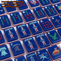 2027 Technologie Innovante Ensemble de Mahjong Américain en Acrylique Gravé, Taille Standard, Motif Perles Bleues Côtières, pour Fêtes de Famille