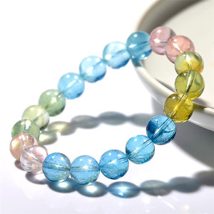สร้อยข้อมือหินมอร์แกนคริสตัลน้ำแข็งธรรมชาติ สีชมพูแคนดี้อะความารีน ของขวัญเครื่องประดับ - Product Image 2