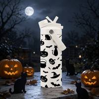 Bouteille d'eau réutilisable en acier inoxydable à double paroi de 18 oz avec paille, personnalisée pour Halloween, fournie directement par l'usine