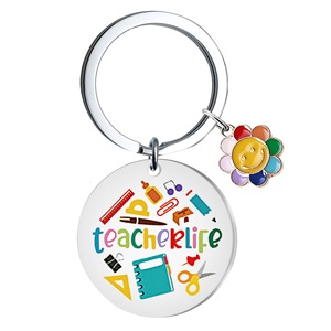 Portachiavi <span class=keywords><strong>Regalo</strong></span> per Insegnanti, Migliori Regali di <span class=keywords><strong>Laurea</strong></span>, Regali di Ringraziamento, Portachiavi in Acciaio Inossidabile, Portachiavi in Metallo Smaltato a Forma di Girasole - Product Image 5