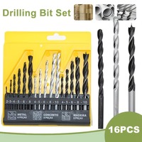 Jeu de 16 forets de 2 à 10 mm, forets hélicoïdaux pour métal, bois, béton, livré avec un étui de rangement portable