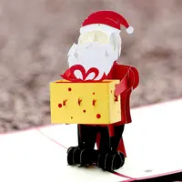कस्टम 3d पॉप अप मीरा क्रिसमस छुट्टी सजावट ग्रीटिंग कार्ड सांता उपहार क्रिसमस छापा मुद्रण, मरने काटने मुद्रण 2mm