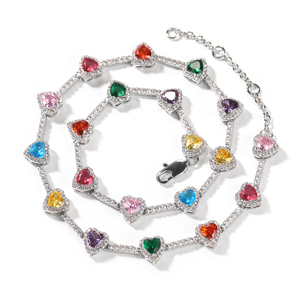 Luxury Heart-Shaped CZ Chain with <strong>Candy</strong> Color Brass Lovely Colored <strong>Necklace</strong> for Wedding Parties and Gifts - Product Image 2