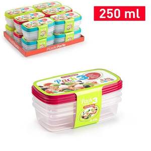 Caja de Almacenamiento de Alimentos Rectangular de Plástico de 12U, Capacidad de 0.25L, Apilable, Técnica de Inyección, con 3 Tapas de Aluminio en Varios Colores - Product Image 1