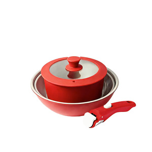 Crimson Flame Series Detachable Non-stick Pan Set 8 Pieces Round Hand Wash Only Universal for Woks and Stoves - Product Image 3