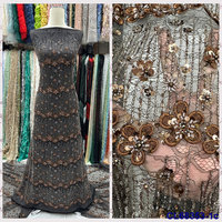 Tissu en dentelle de tulle à sequins 3D, maille brodée écologique en polyester/coton, nouvelle arrivée pour robes