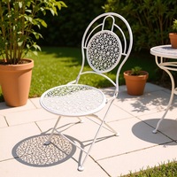 Chaise pliante d'extérieur en fer forgé de style européen, chaise longue de patio et de balcon, ensemble table et chaises de jardin vintage vieilli