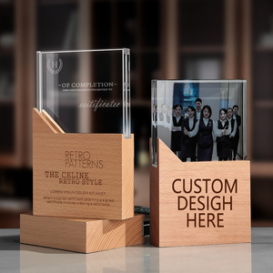 Nuevo diseño de madera cristal Momento Golf Memorial Base boda mérito placa redonda madera escudo Premio trofeo para béisbol - Product Image 1