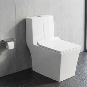 Chine articles sanitaires monobloc moderne en céramique montée au sol toilette à bouton-poussoir pour salle de bain - Product Image 5