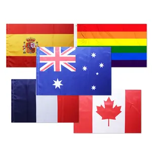 Vente en gros dans le monde entier 100% polyester imprimé drapeau national 3x5 ft tous les pays drapeaux du monde en stock