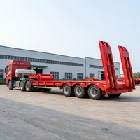 Semi-remorque surbaissée 80-100 tonnes, fabrication directe Shandong, poutre principale en acier au carbone Q345, 24 pneus 12R22.5, fiable et durable