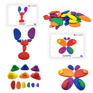 Jouets éducatifs pour enfants les plus vendus, puzzles, assemblage, galets arc-en-ciel, plastique, jouets éducatifs Montessori - Product Image 2