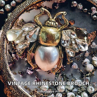 Broche de luxe pour femme en forme d'abeille, plaquée or, avec strass vintage, pour les occasions de cadeaux et de fêtes - Marque GG