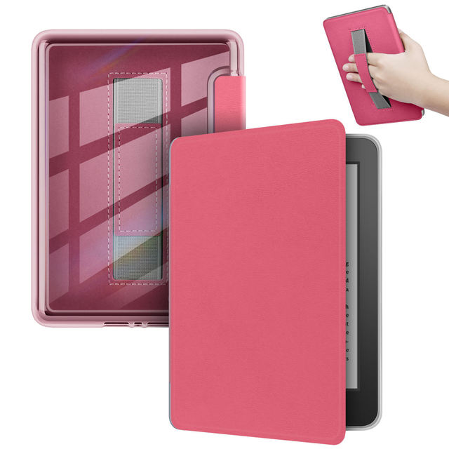 Auto Wake Sleep Hand Strap PU Leather Folio Full Protective EReader Cover Case for Kindle KPW 4 5 6 Custom Designer
