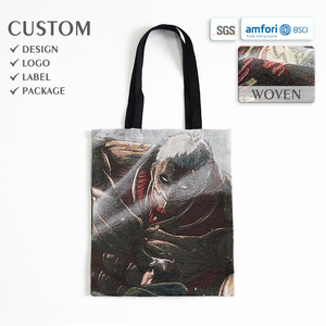Sac fourre-tout personnalisé avec illustration <span class=keywords><strong>manga</strong></span>, personnage d'anime, <span class=keywords><strong>tapisserie</strong></span>, sac de shopping écologique réutilisable en jacquard - Product Image 1