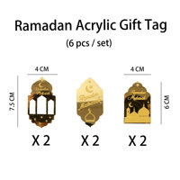 Étiquettes cadeaux en acrylique miroir doré Ramadan Mubarak, ornements suspendus pour mosquée, étiquettes pour cadeaux de fête pour l'emballage de cadeaux du Ramadan