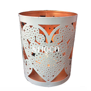 Porte-bougie votif en fer cuivre blanc de mariage dernier design et jali bougeoir en métal blanc pour la fête décorative chauffe-plat vente chaude - Product Image 6