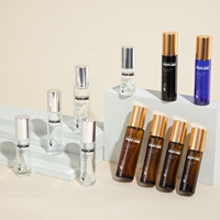 Flacon roll-on pour huiles essentielles et parfums, 5ml, 6ml, 8ml, 10ml, 15ml, avec bille roulante en verre et pierres colorées en acier, pour emballage cosmétique