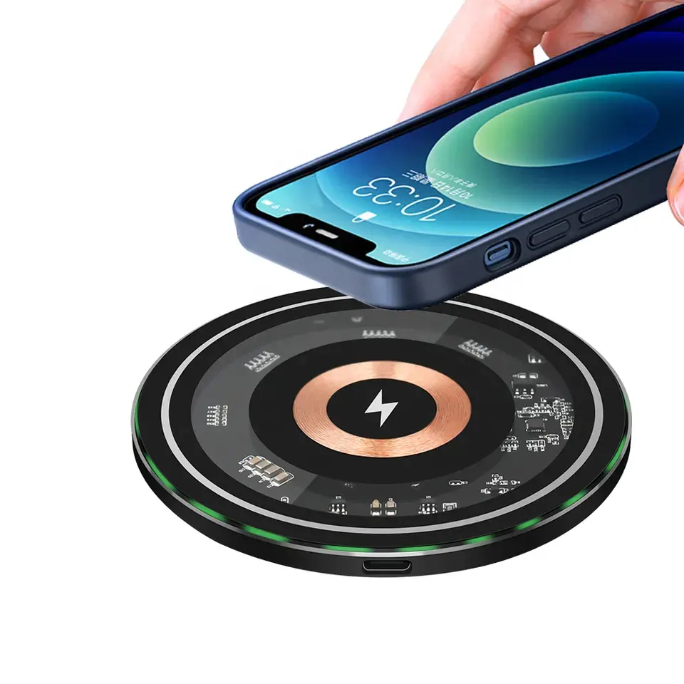 hot seller wholesale price 15W Wireless Chargers Round Fast Wireless Charging Pad for Mobile Phone