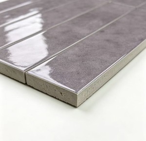 Piastrella Lunga in Porcellana Lucida Stile Moderno Francese 75x300mm Grigio Viola Resistente agli Acidi per Pareti Esterne e Pavimenti di Hotel - Product Image 3