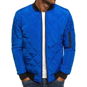 Bông Đứng Cổ Áo Zip-up Không Thấm Nước Áo Gió Mùa Đông Giản Dị Ấm Áp Nóc Áo <span class=keywords><strong>Varsity</strong></span> Máy Bay Ném Bom Trọng Lượng Nhẹ Mens Kim Cương Áo Khoác - Product Image 2