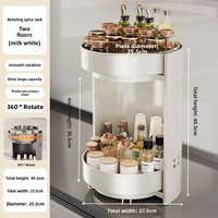Étagère à épices rotative en métal sur pied, double couche, pour comptoir de cuisine, rangement d'angle pour condiments