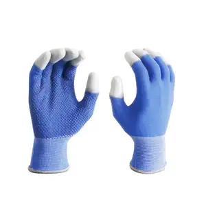 高柔性防滑聚氨酯浸渍聚氯乙烯点阵静电防护手套