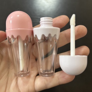 ISMAN 6ml Tube de brillant à lèvres en forme de cornet de crème glacée mignon, transparent, rose, blanc, emballage vide pour brillant à lèvres, logo personnalisé, flacon de maquillage pour enfants - Product Image 1