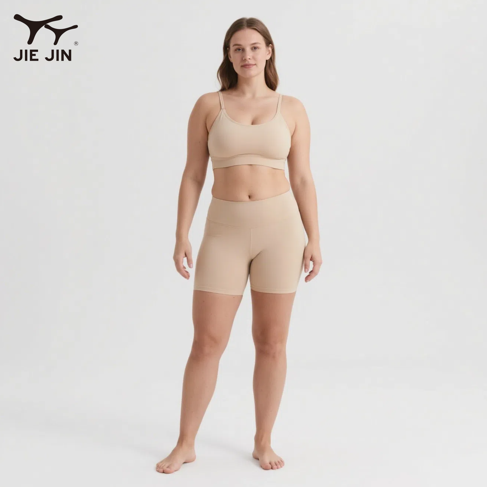 JIEJIN Summer Womens Solid Color Plus Size Gym Push up Top and High Waist Shorts Yoga Sets 3xl 4xl