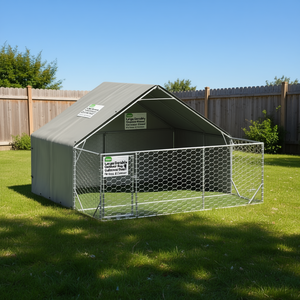 Grand enclos extérieur pour chien en acier galvanisé, maison pour animaux de compagnie rectangulaire, toutes saisons, durable - Product Image 2