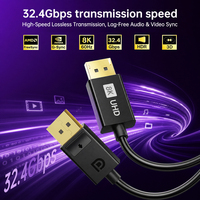   Câble 1.4 8K 60Hz UHD 32.4Gbps plaqué or DP vers DP, synchronisation audio-vidéo, coque ABS, gaine PVC