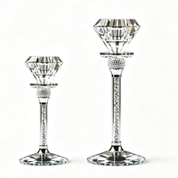 Chandelier en cristal en forme de diamant, à pied haut, pour dîner aux chandelles et décoration de mariage