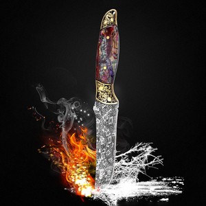 Độ cứng cao 5cr13 thép không gỉ cố định lưỡi dao nhà bếp đặt đồng tip thân thiện với môi tay trái thiết kế 11cm chiều dài lưỡi - Product Image 5